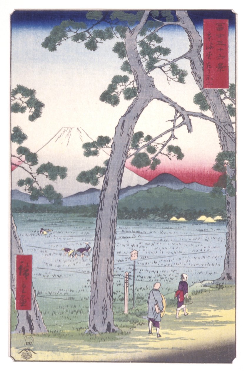 Fuji Links Van De Tōkaidō Weg door Ando or Utagawa Hiroshige