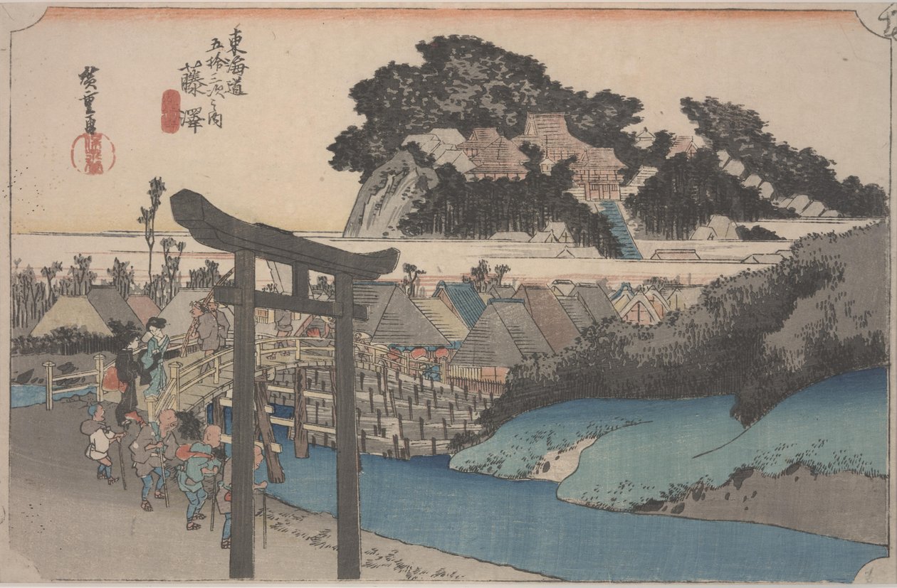 Fujisawa door Ando or Utagawa Hiroshige