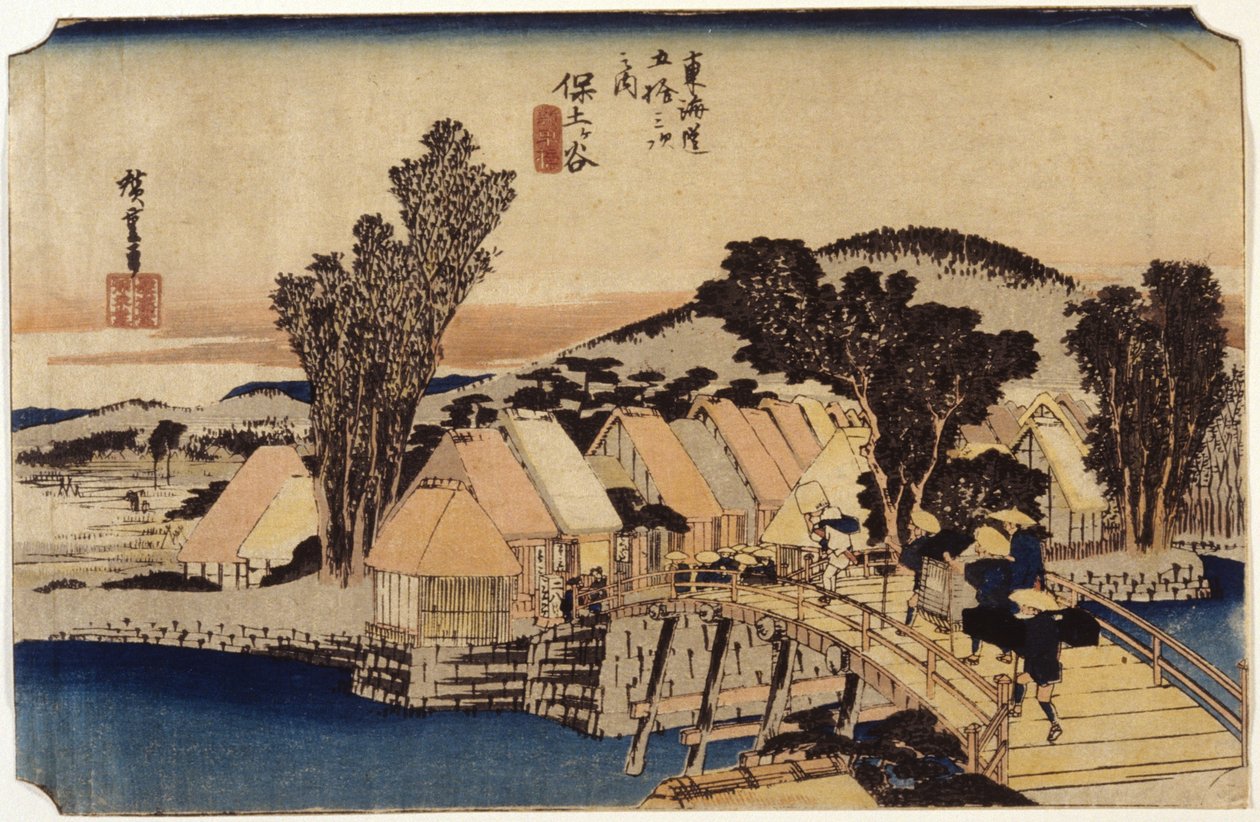 Hodogaya, Shinmachi Brug door Ando or Utagawa Hiroshige