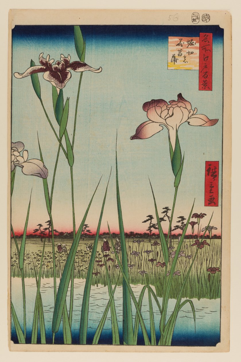 Horikiri Irisatietuin (Horikiri no Hanashobu) door Ando or Utagawa Hiroshige