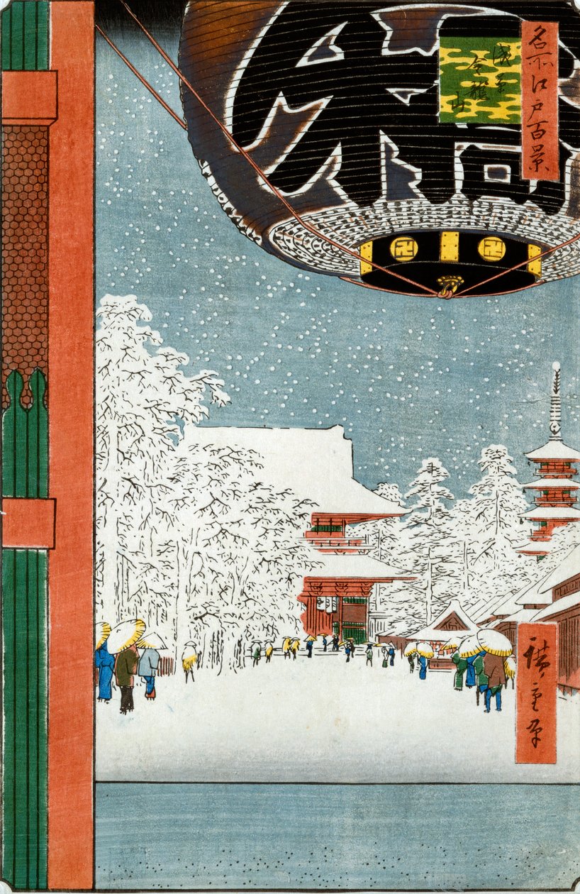 Kinryuzan-tempel in Asakusa, uit de serie "Honderd uitzichten van beroemde plaatsen in Edo" door Ando or Utagawa Hiroshige