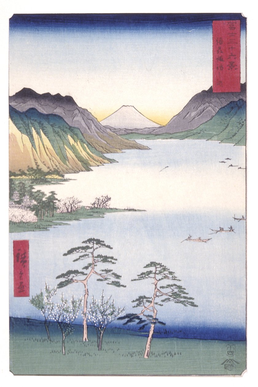 Meer Suwa In De Provincie Shinano (Shinano Suwa No Ko) door Ando or Utagawa Hiroshige