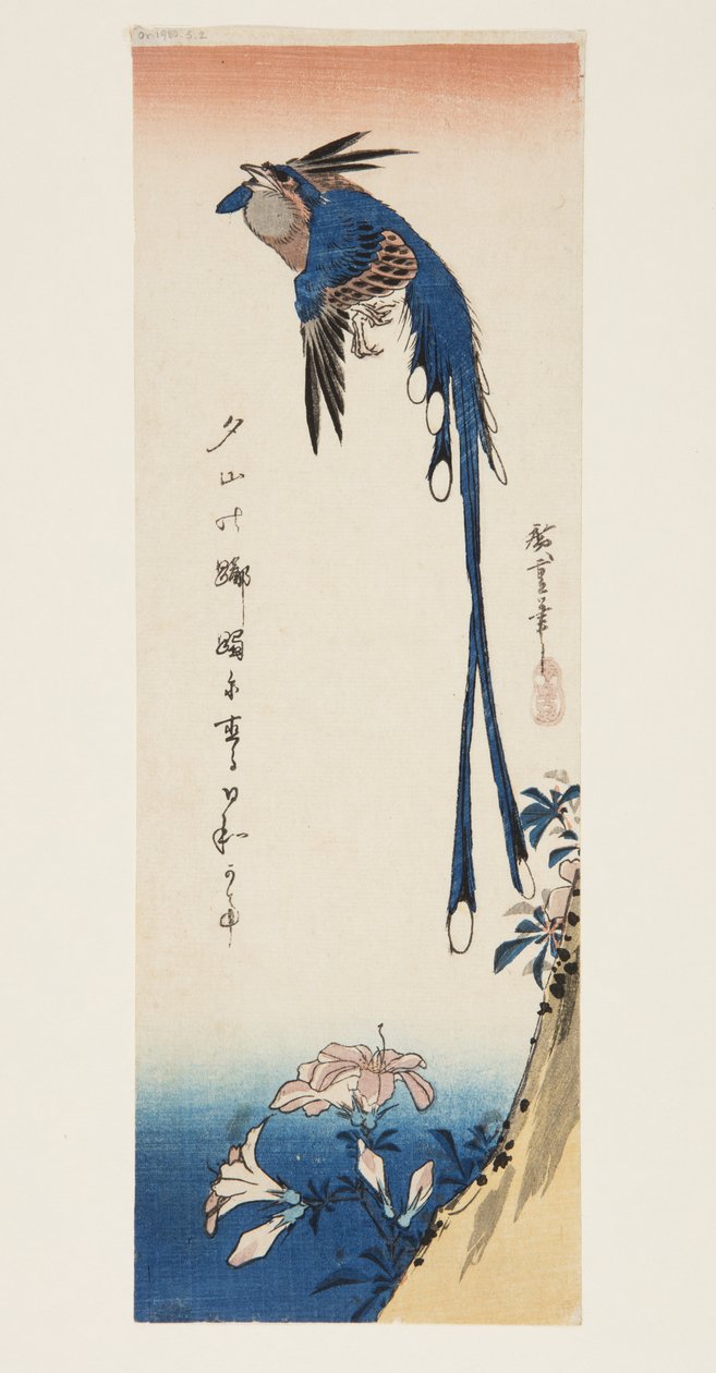 Ekster en azalea door Ando or Utagawa Hiroshige