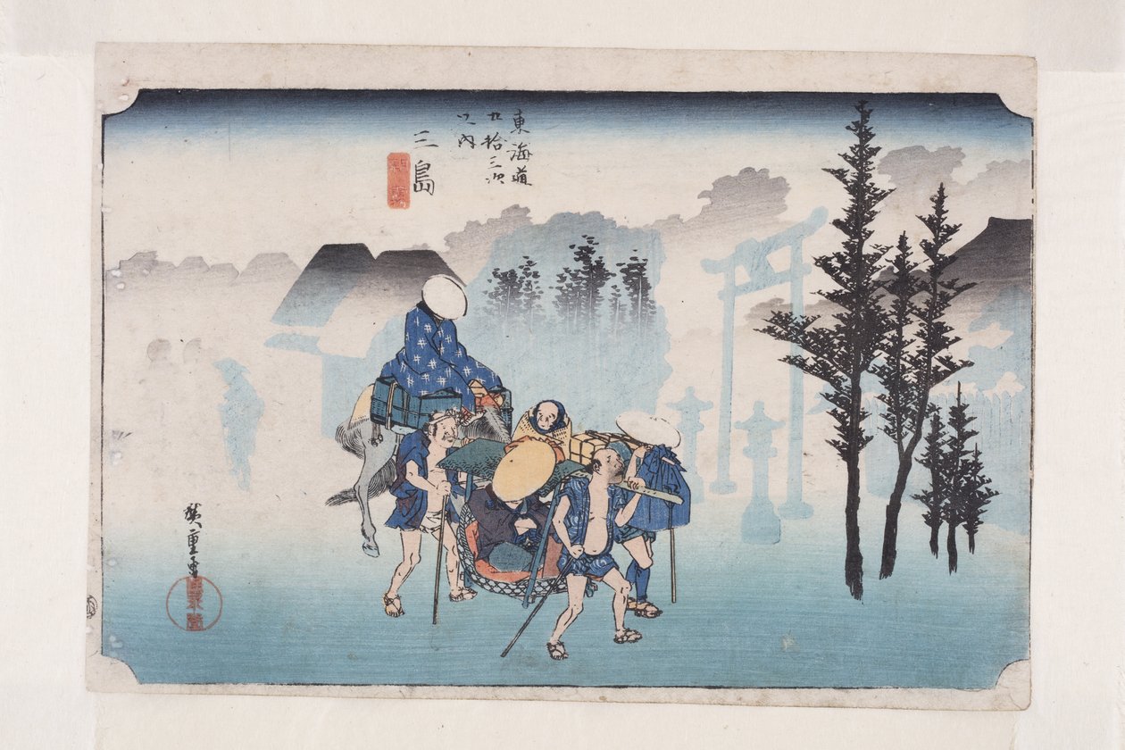 Mishima: Ochtendmist door Ando or Utagawa Hiroshige