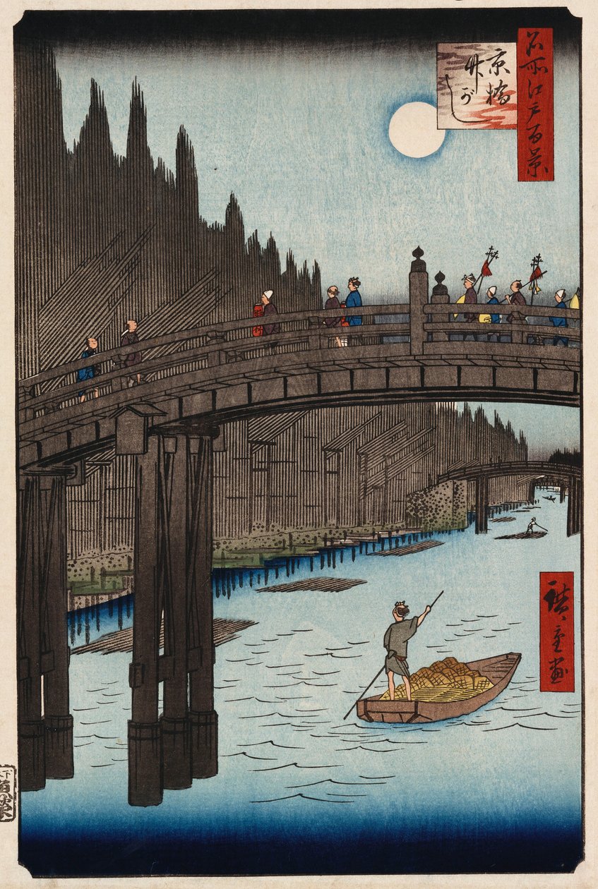 "Maan kijken den, Ueno" uit "Honderd uitzichten van beroemde plaatsen in Edo" door Ando or Utagawa Hiroshige