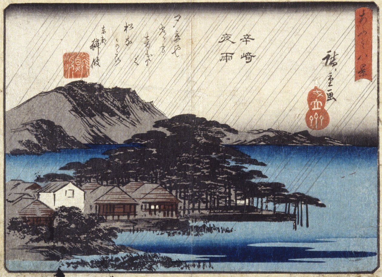 Nachtregen bij Karasaki door Ando or Utagawa Hiroshige