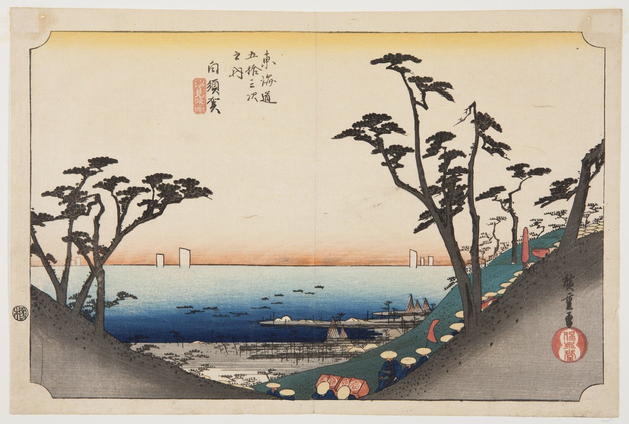 Shirasuka: Uitzicht op Shiomizaka door Ando or Utagawa Hiroshige