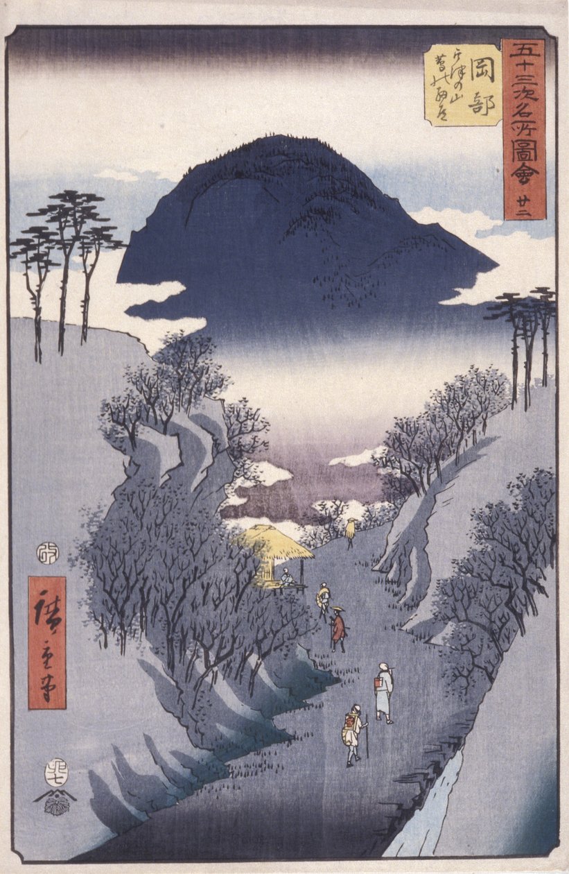Station 22, Okabe door Ando or Utagawa Hiroshige