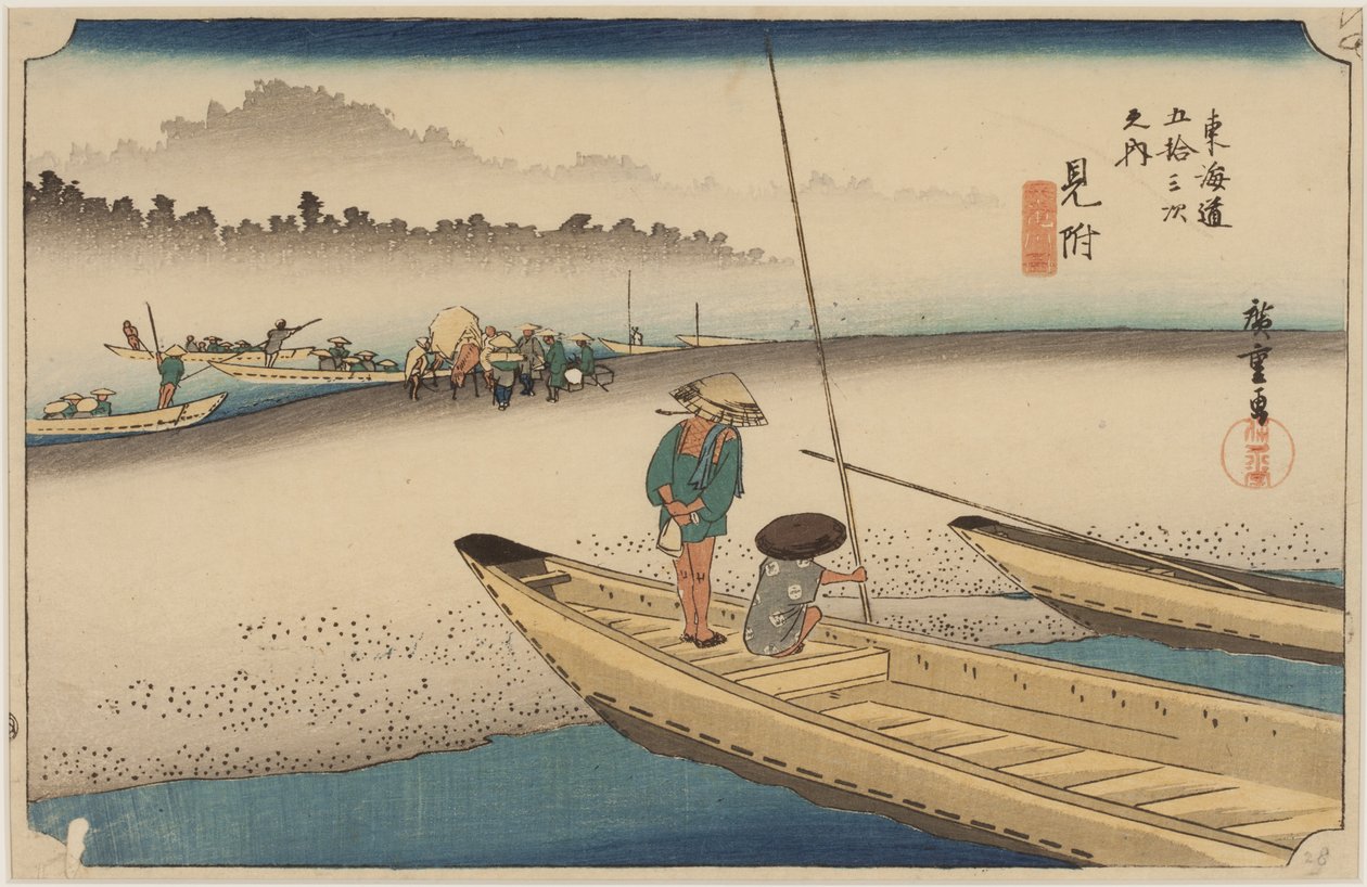 Tenryu-rivier door Ando or Utagawa Hiroshige