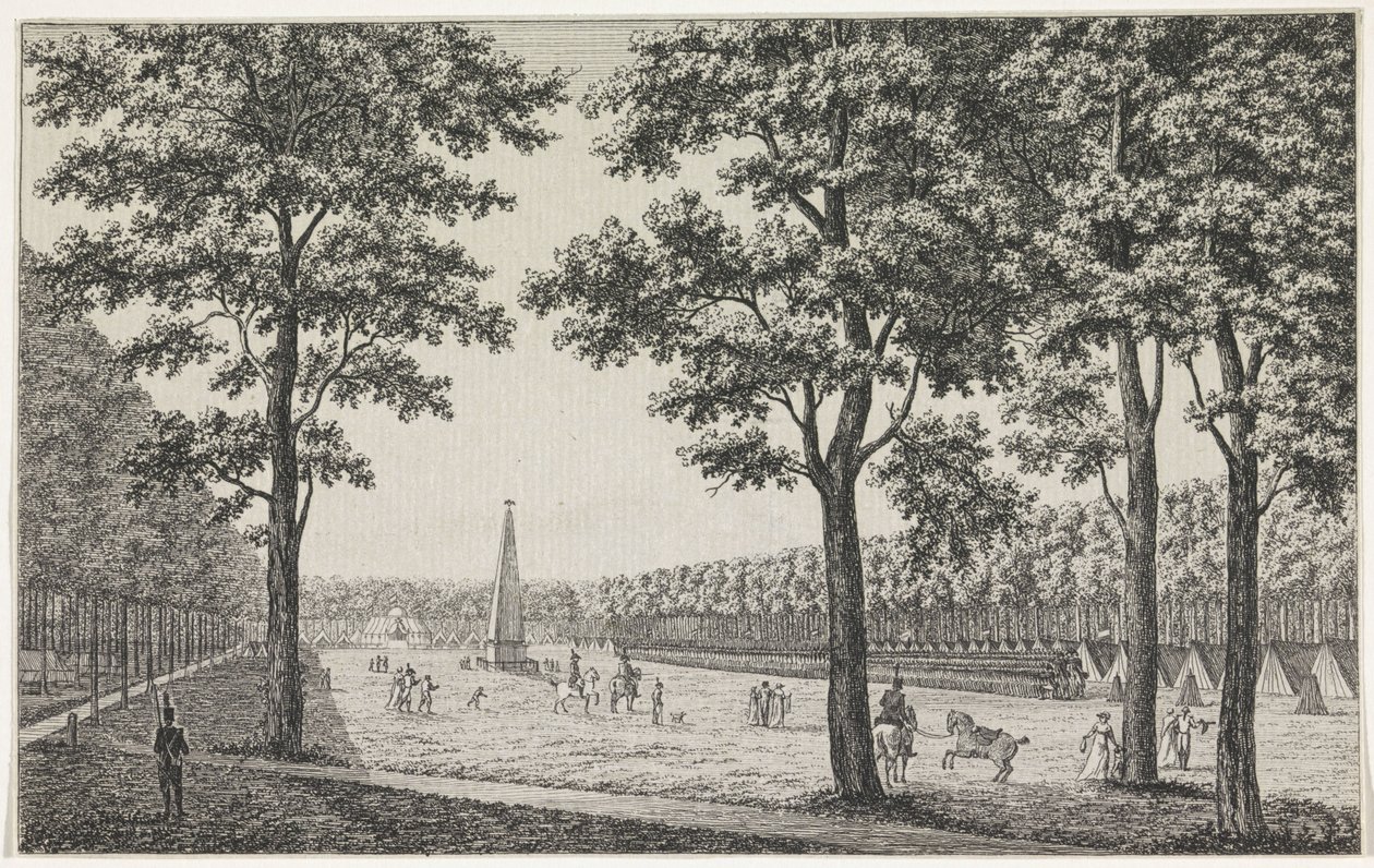 Gezicht op het Franse kamp op het Malieveld te Den Haag ter ere van de troonsbestijging van Lodewijk Napoleon door André