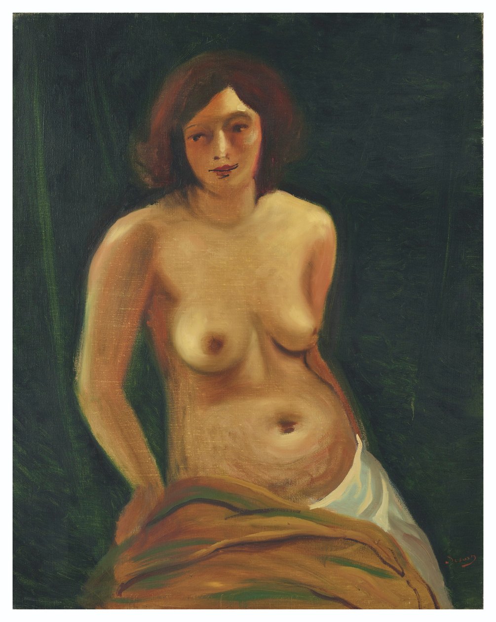 Borstbeeld van een zittende topless vrouw door Andre Derain