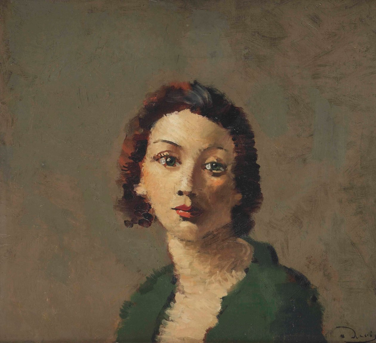 De roodharige in het groene lijfje door Andre Derain