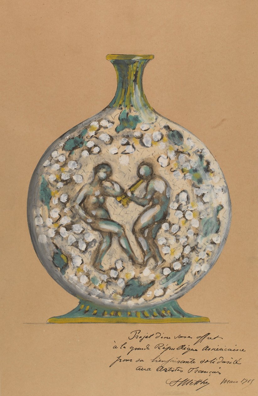 Vaas met dansende figuren door André Metthey