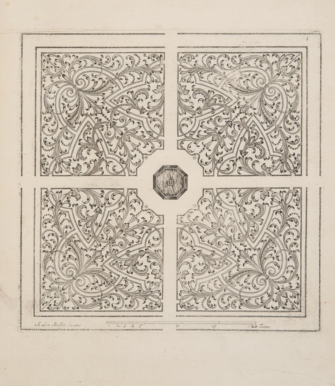 Ontwerp voor Parterre, uit Theatre des Plans et Jardinages, uitgegeven 1652 (gravure) door André Mollet