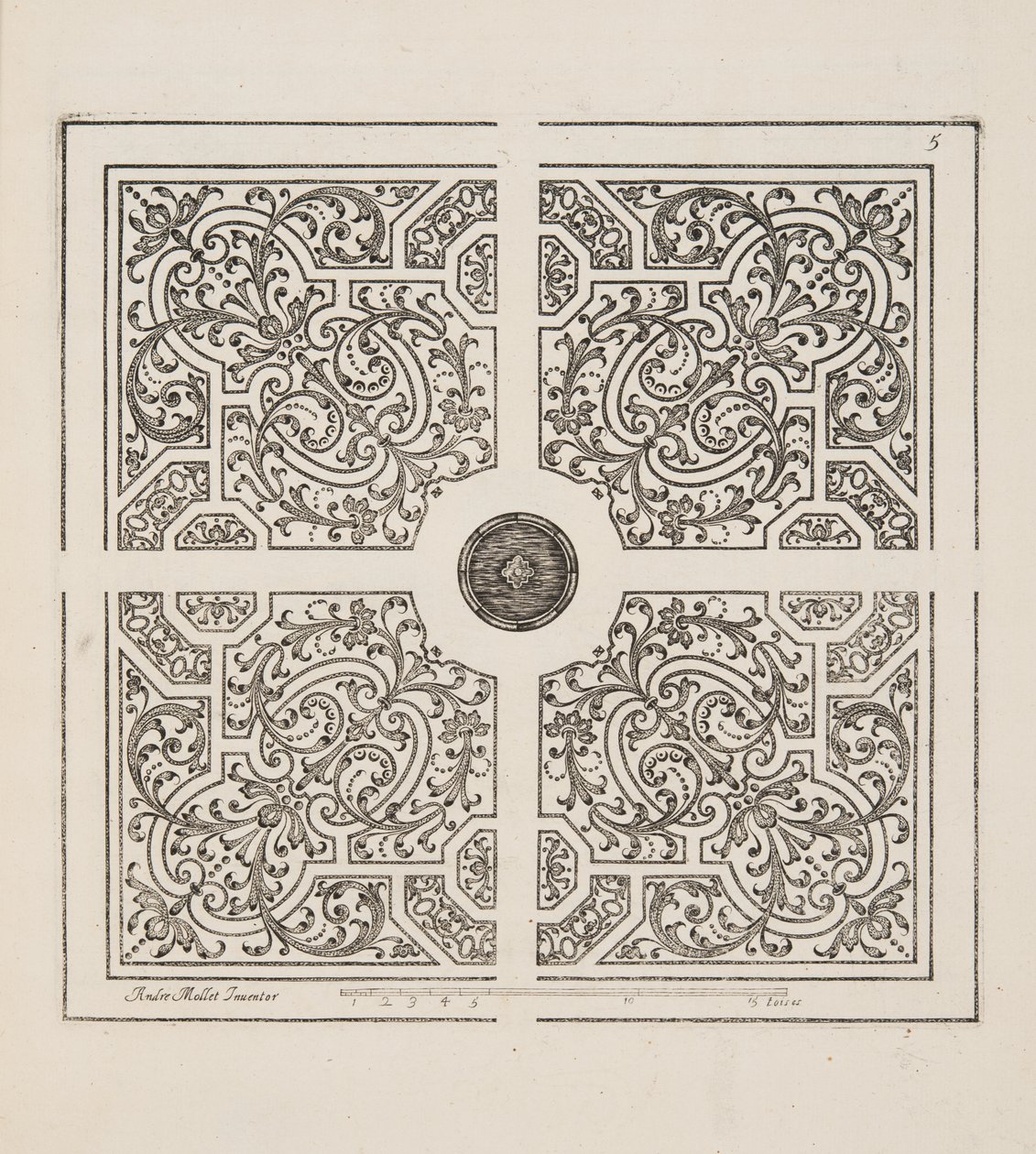 Ontwerp voor Parterre, uit Theatre des Plans et Jardinages, pub.1652 door André Mollet