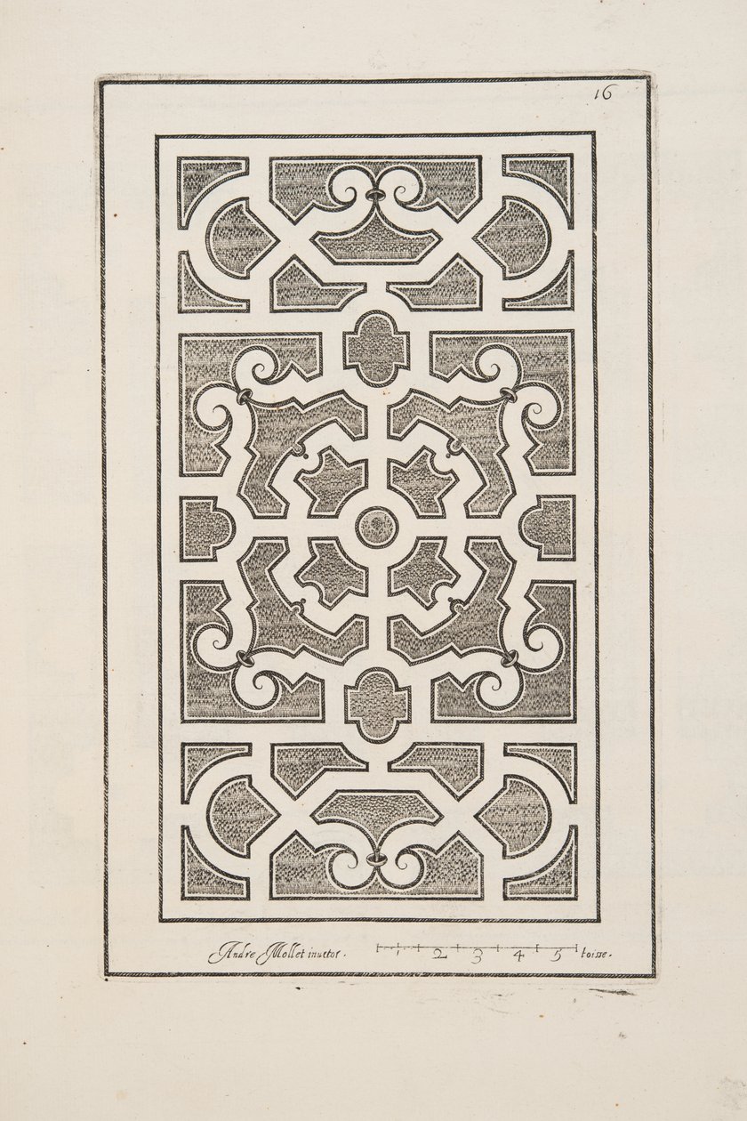Ontwerp voor Parterre, uit Theatre des Plans et Jardinages, uitgegeven 1652 (gravure) door André Mollet