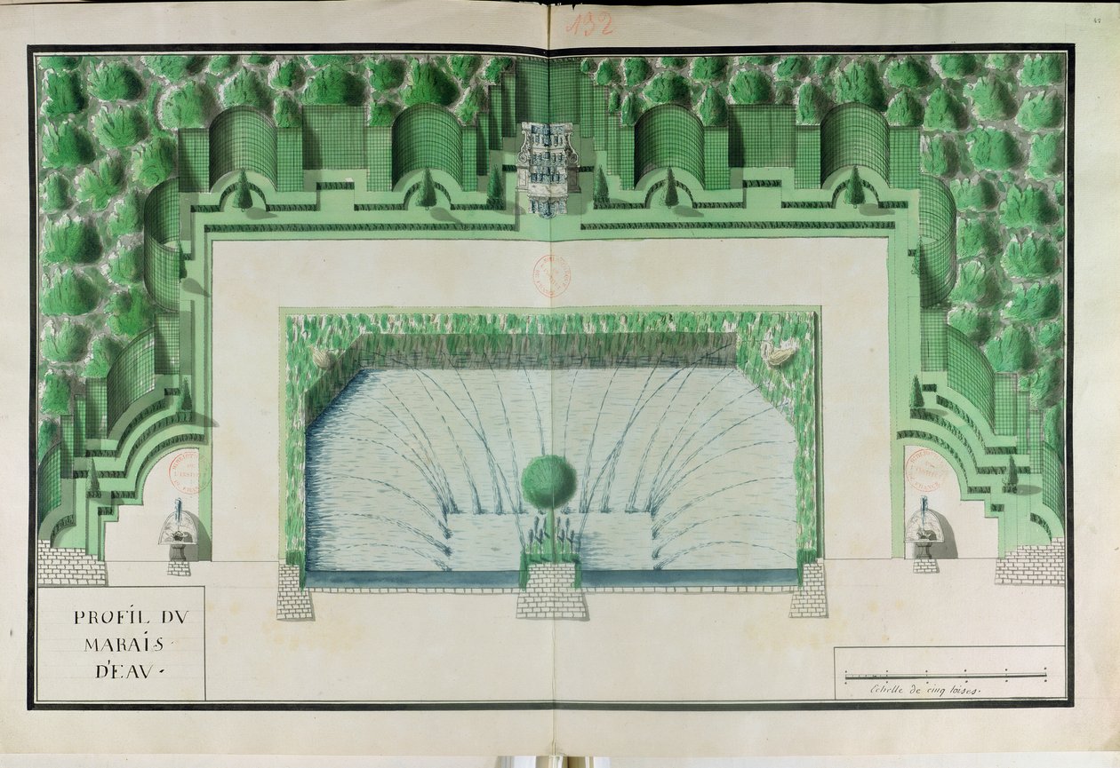 Ms 130747 Ontwerp voor een water tuin in Versailles door Andre Le Notre