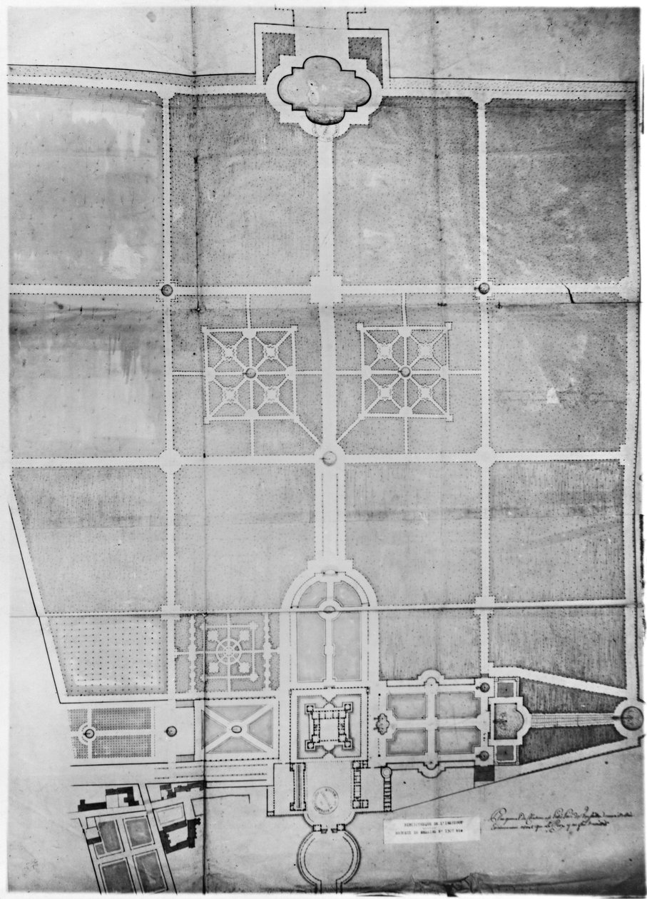Plan van de eerste werken in Versailles door Andre Le Notre