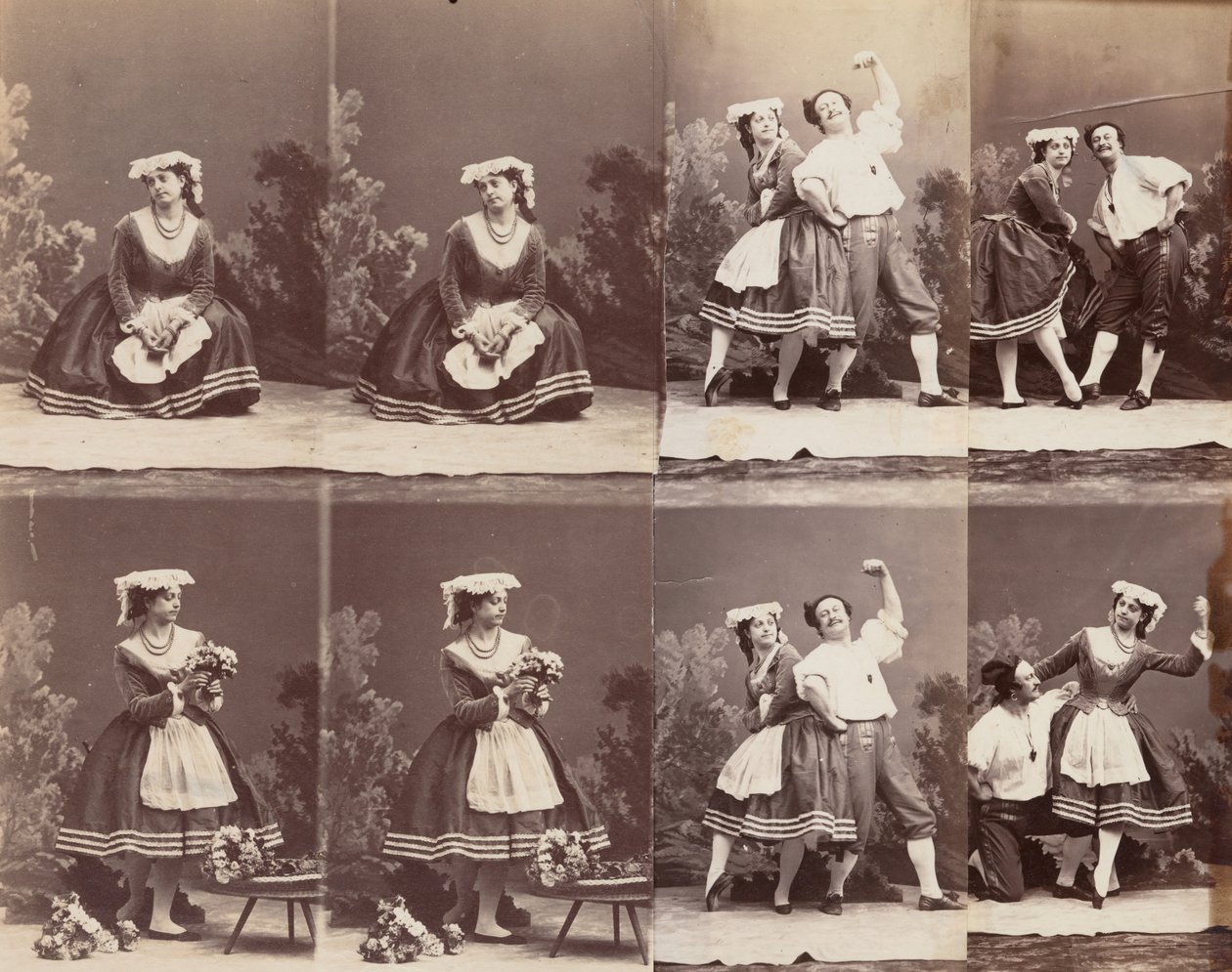 Eugénie Schlosser en Coralli, 1863 door Andre Adolphe Eugene Disderi
