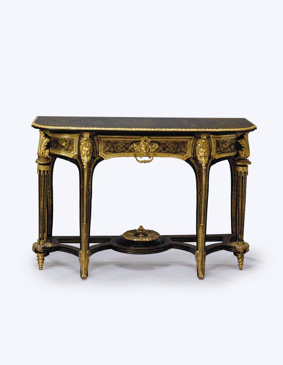 Een van een paar pier tafels met bruin schildpad en verguld montuur, c.1710 door Andre Charles (attr. to) Boulle
