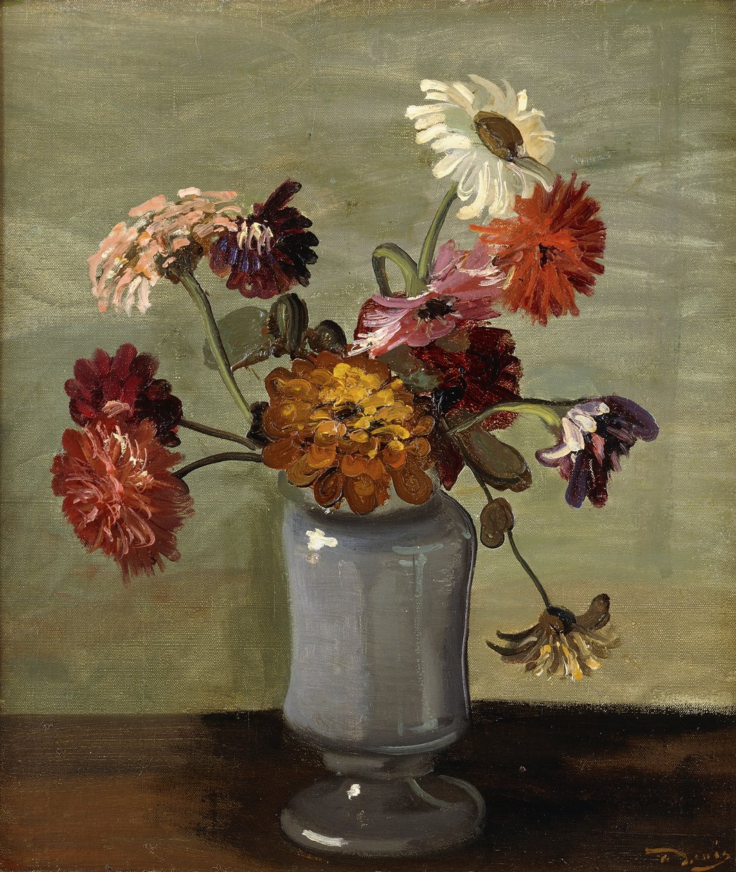 Bloemen in een vaas (olieverf op doek) door Andre Derain