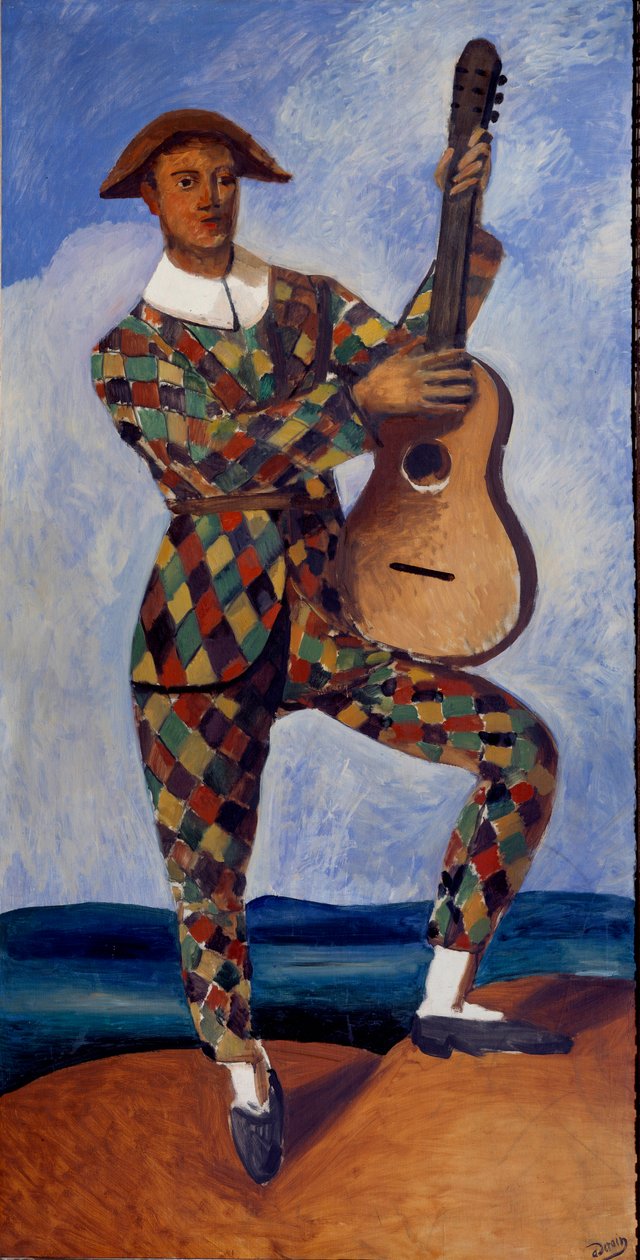 Harlekijn met de gitaar door Andre Derain