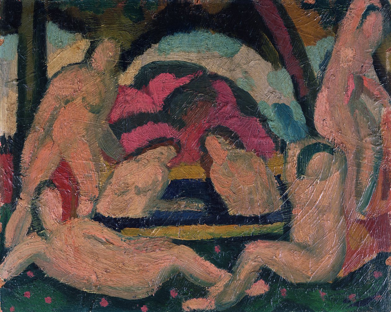 Naakte baders (olieverf op doek) door Andre Derain