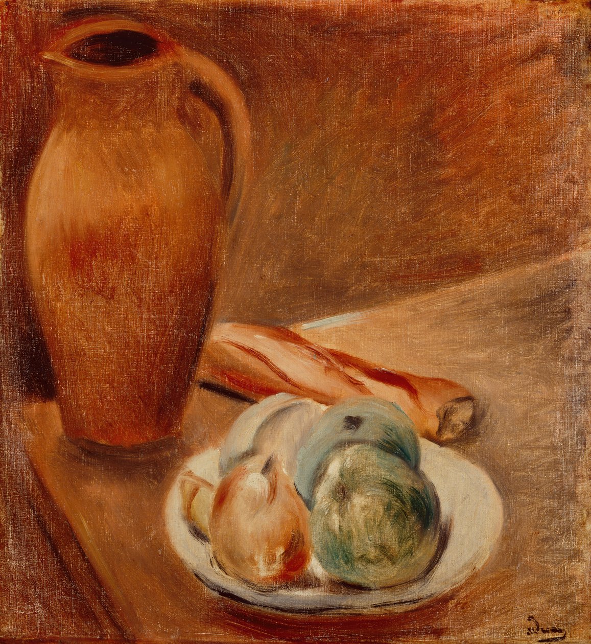 Stilleven en kruik (olieverf op doek) door Andre Derain