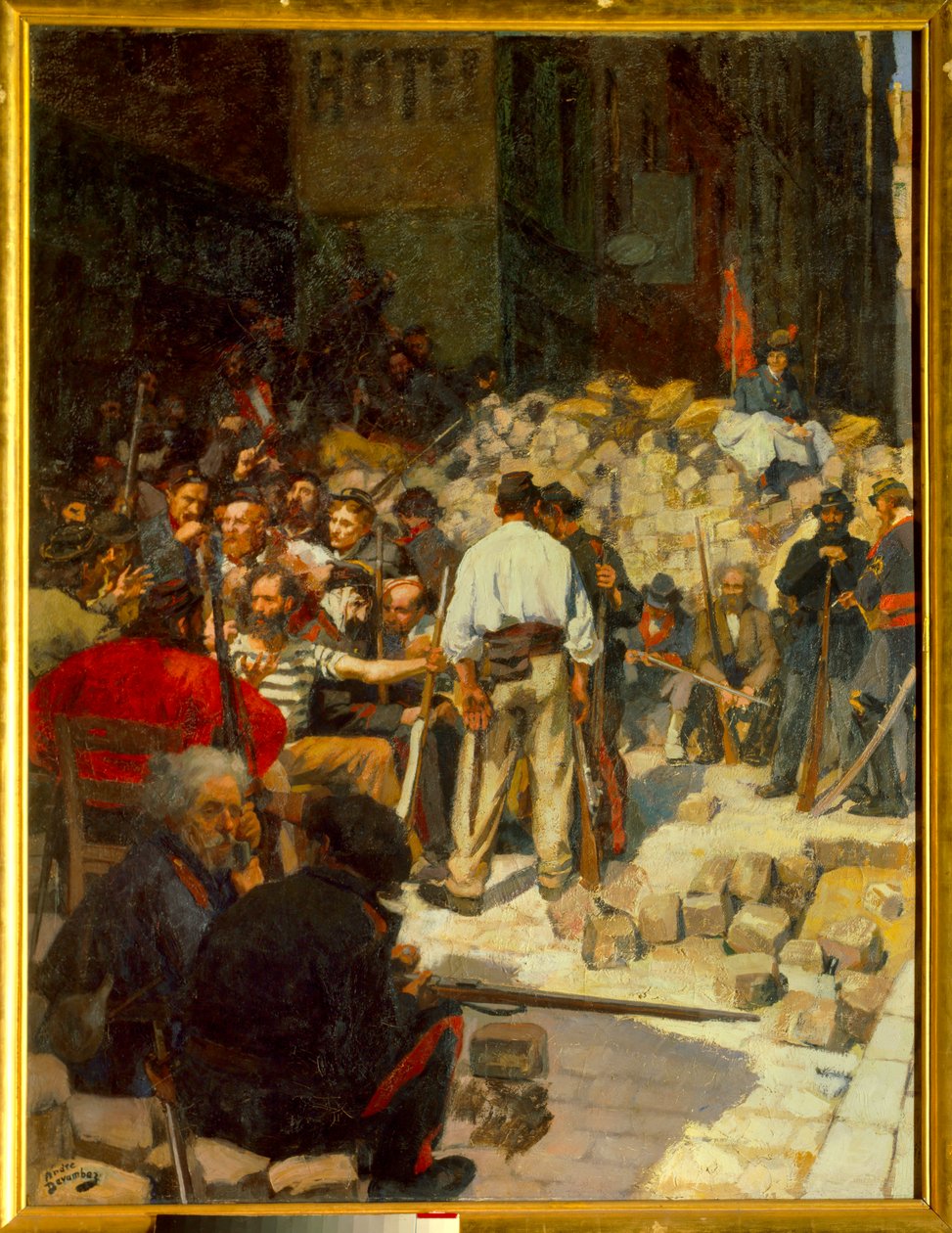 De barricade of het wachten in mei 1871 door Andre Devambez