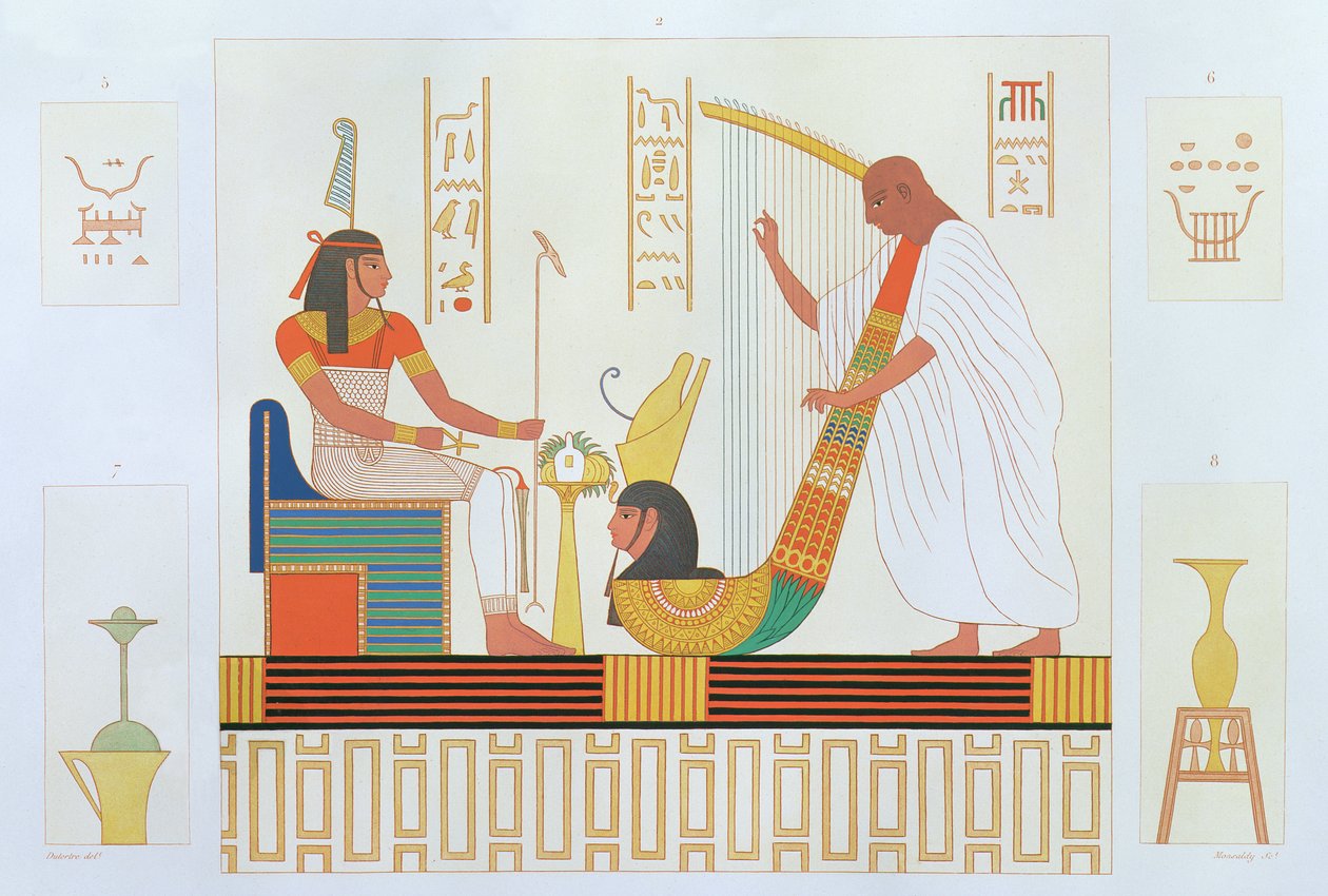 Decoratie uit de Kamer van de Harpen, Oostelijke Tombe, Byban el Molouk, Thebe, uit 