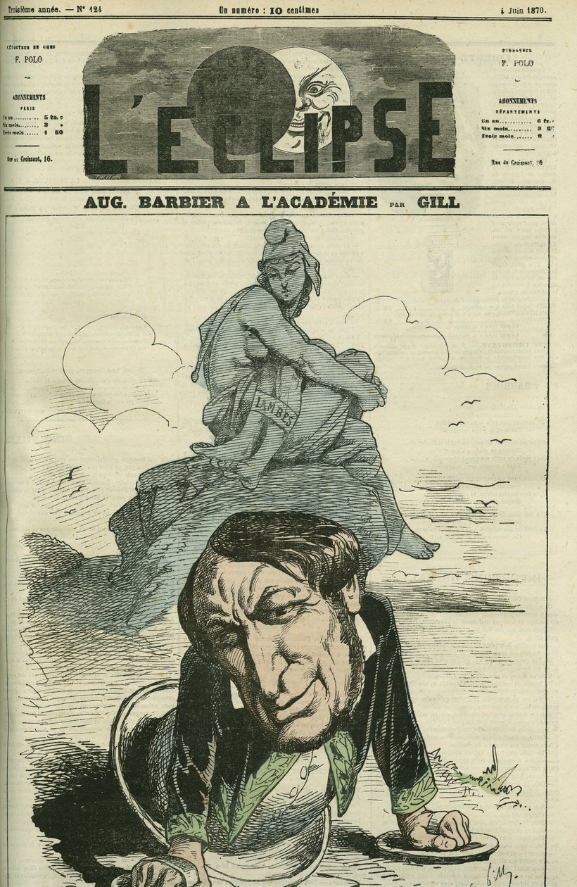 Auguste Barbier (1805-1882), Franse dichter verkozen tot de Franse Academie in 1869. Omslag in L