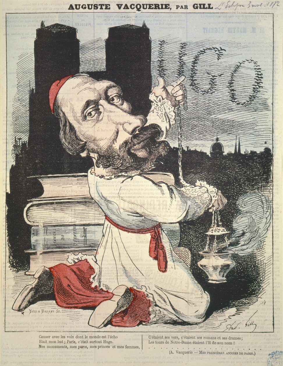 Auguste Vacquerie (1819-95) van de omslag van LEclipse, gegraveerd door Yves & Barret, 3 november 1872 door Andre Gill