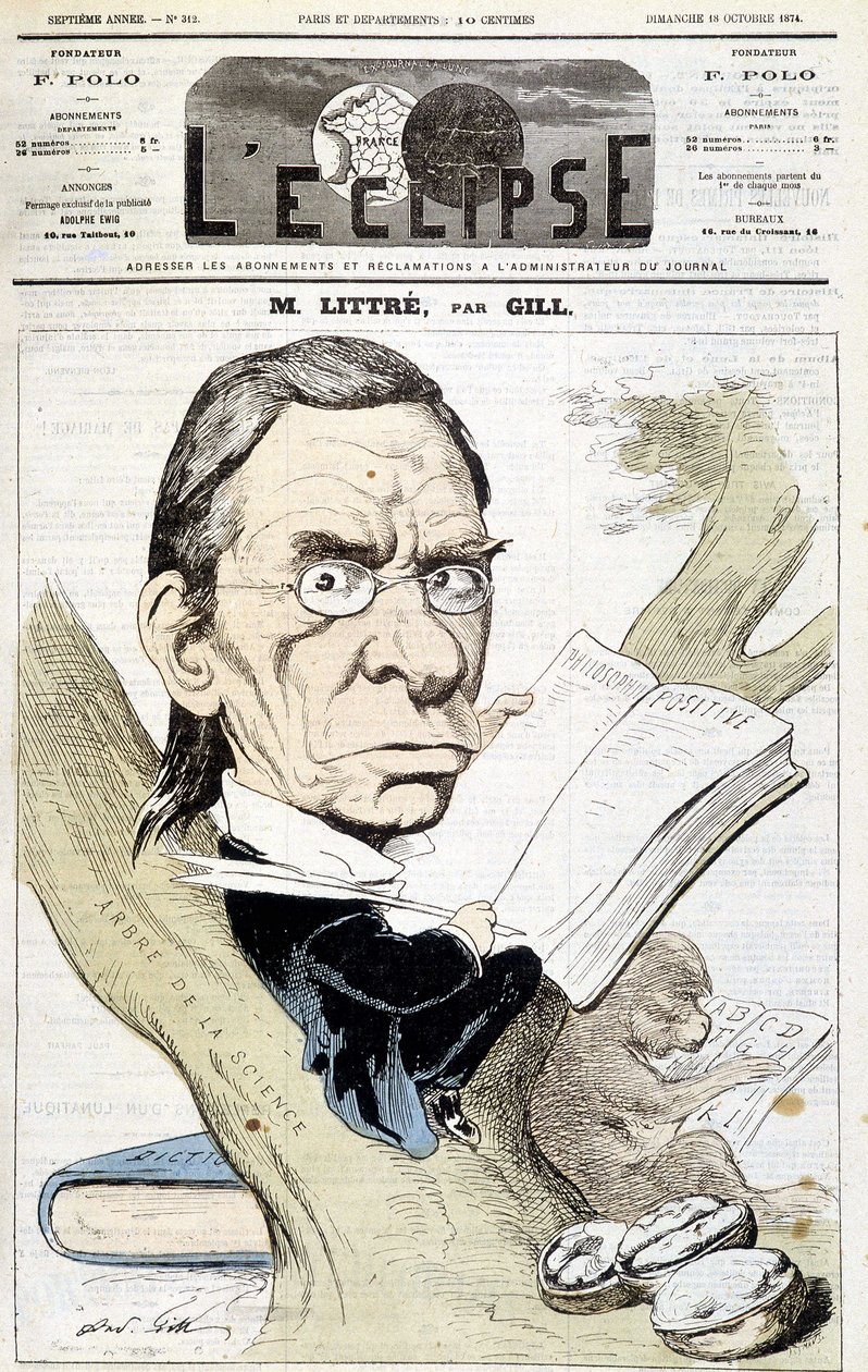 Karikatuurportret van Littré door Gill. Omslag van 