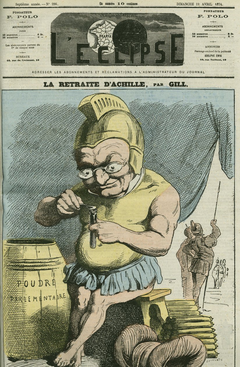 Cartoon van Adolphe Thiers (1797-1877), Franse staatsman. Omslag in 