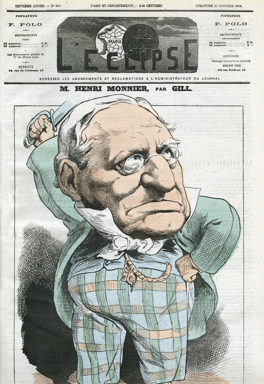 Cartoon door Henri Monnier (1799-1877), Franse toneelschrijver, cartoonist, acteur. Omslag in L