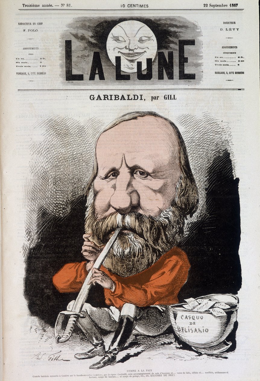 Giuseppe Garibaldi (1807-1882), hymne aan de vrede - door Gill, in 