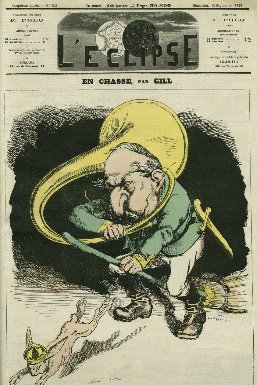 Op jacht, Louis-Napoleon Bonaparte (1808-1873), President van de Republiek in 1848 en Keizer van Frankrijk van 1852 tot 1871. Omslag in 