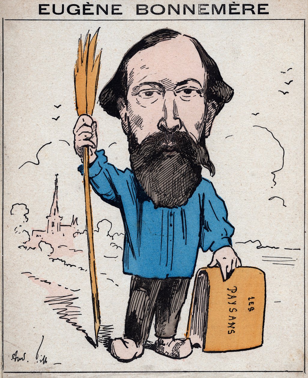 Joseph Eugene Bonnemere (1813-1893) Franse historicus en schrijver - cartoon door Andre Gill, in 