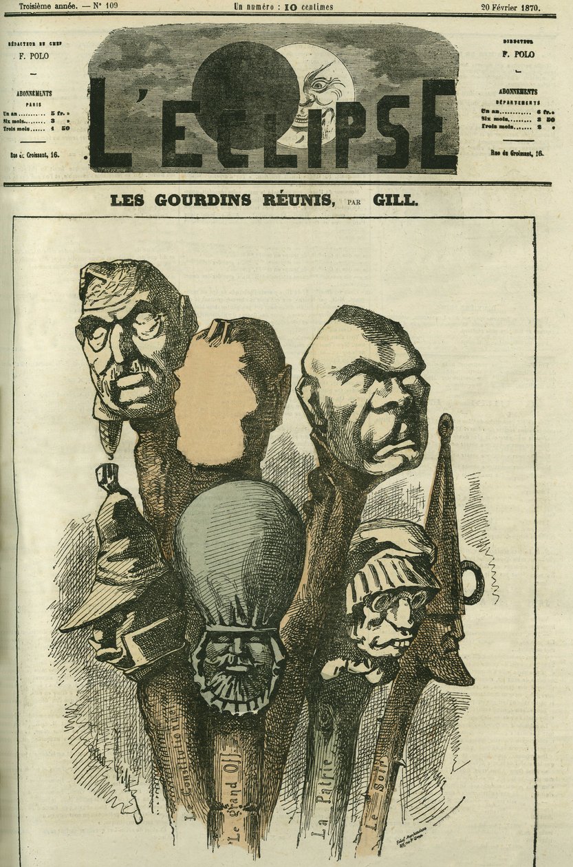 Les Gourdins verenigd, oprichting van een nieuw satirisch dagboek. Omslag in 
