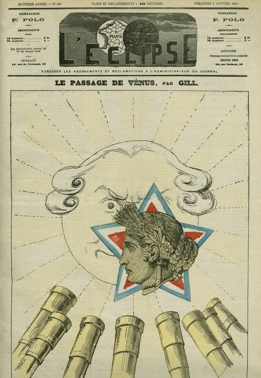 Passage van Venus (de Republiek) voor de zon (de Monarchie) in 1874. Omslag in 