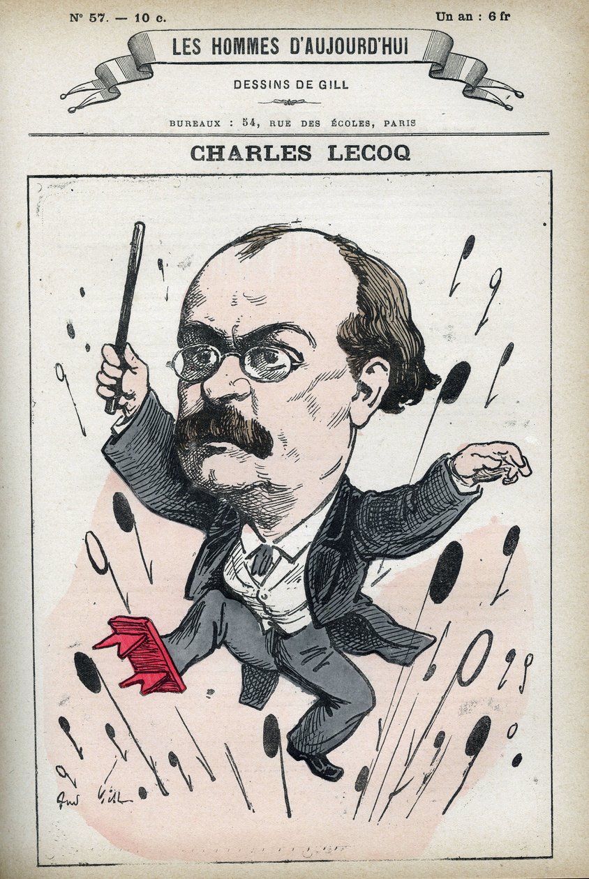 Portret van Alexandre Charles Lecocq (1832-1918), Franse componist. Karikatuur door Gill, Parijs door Andre Gill