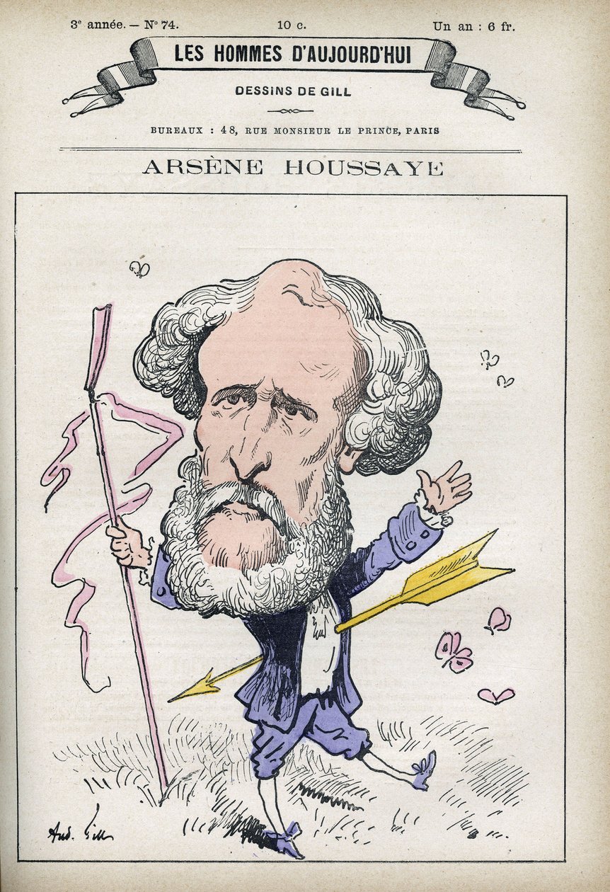 Portret van Arsene Houssaye (1815-1896), Franse letterkundige. Karikatuur door Gill, Parijs door Andre Gill