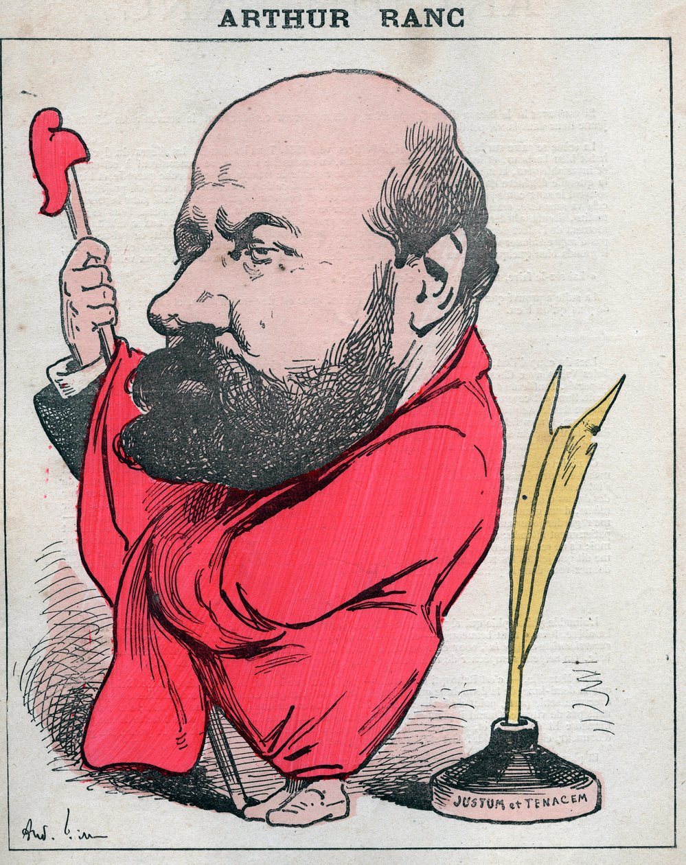 Portret van Arthur Ranc (1831-1908) Franse journalist en politicus - Karikatuur door Andre Gill in 