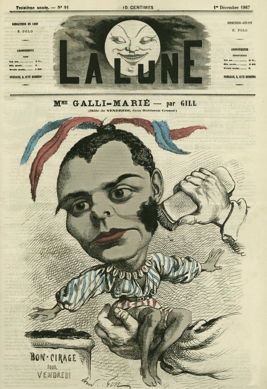 Portret van Celestine Galli-Marie (Galli Marie) (1840-1905), Franse zangeres voor de Opera-Comique door Andre Gill
