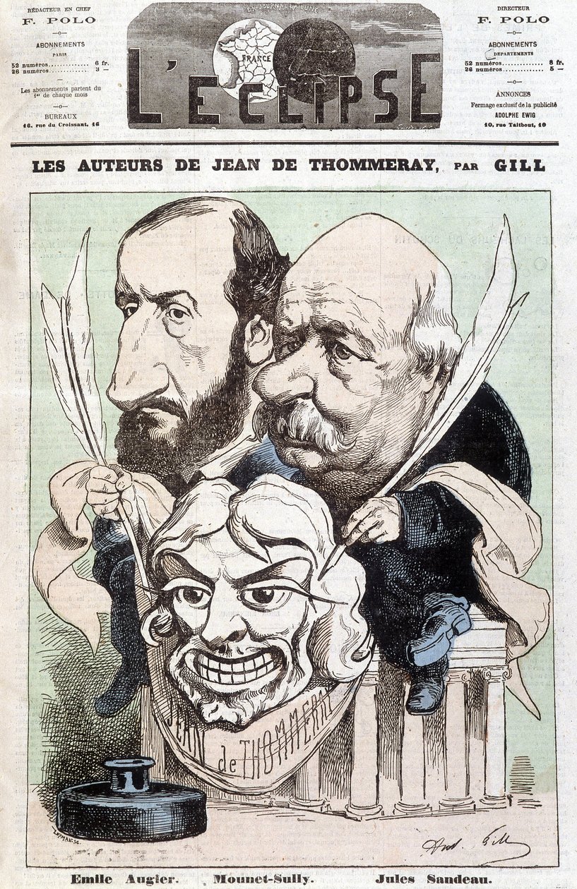 Portret van Emile Augier (1820-1889) en Jules Sandeau (1811-1883), auteurs van het toneelstuk 