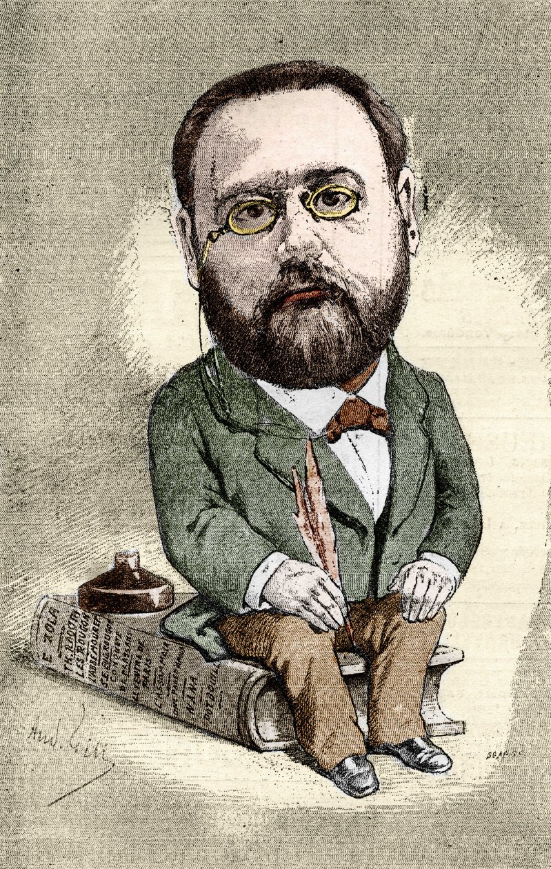 Portret van Emile Zola (1840-1902) Franse schrijver. Cartoon door André Gill voor de Illustere Wereld. door Andre Gill