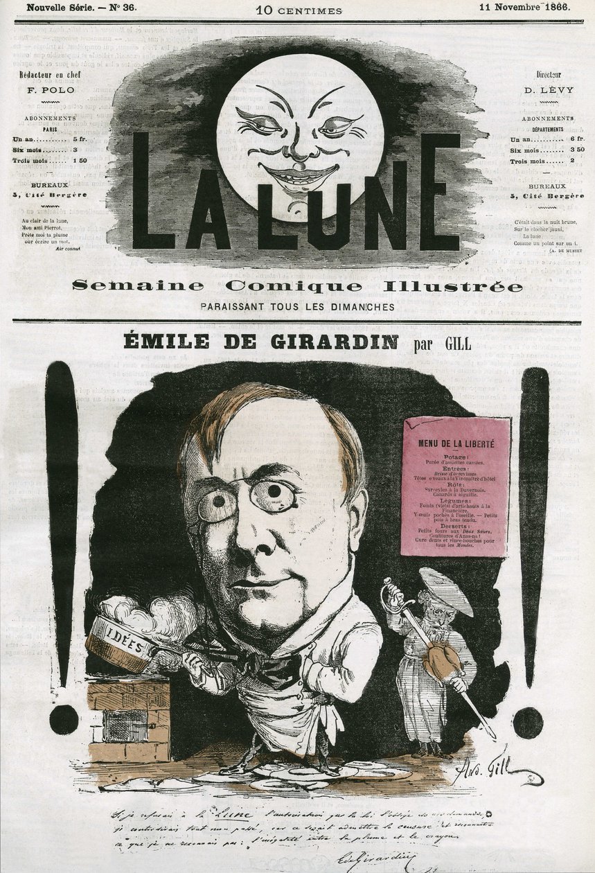 Portret van Emile de Girardin (1806-1881), Franse journalist door Andre Gill