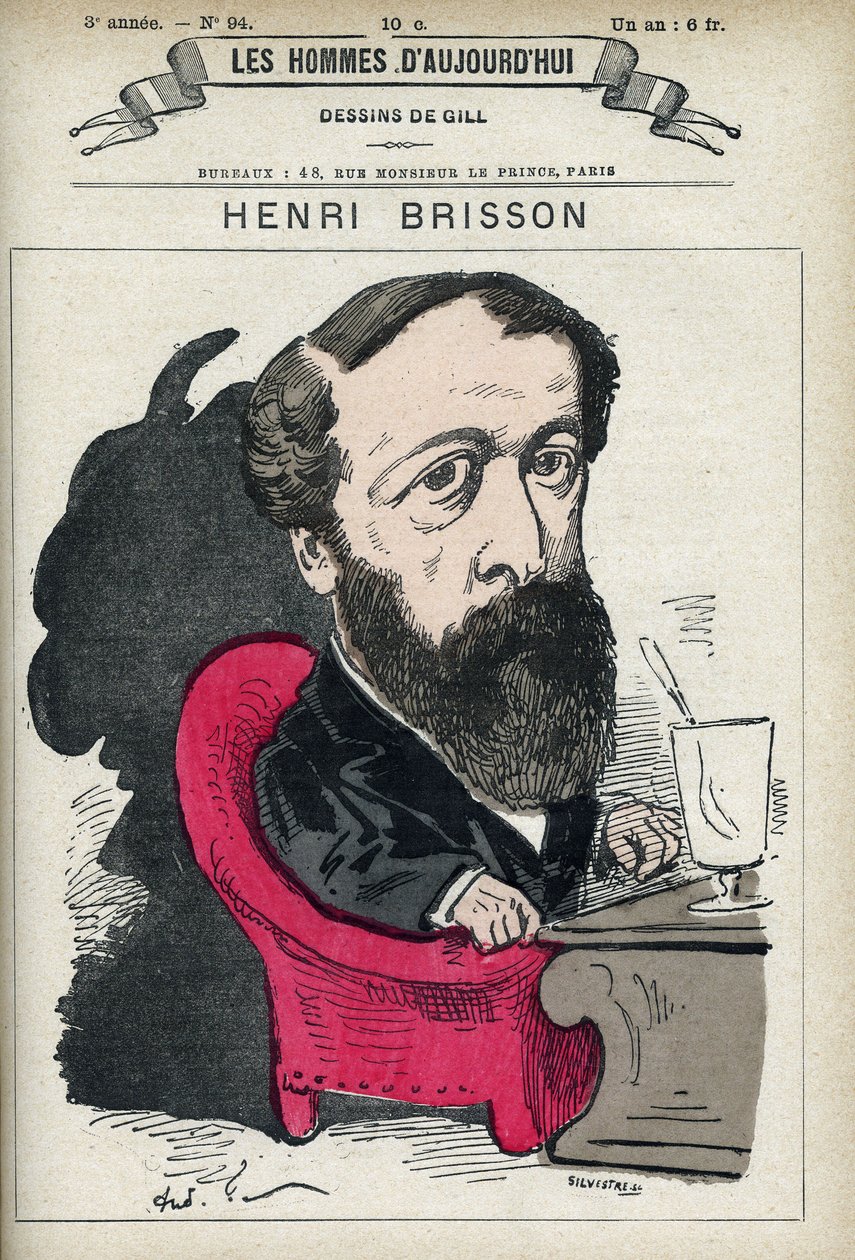 Portret van Eugene Henri Brisson (1835-1912), Franse advocaat, journalist en politicus. Cartoon door Gill, Parijs. door Andre Gill