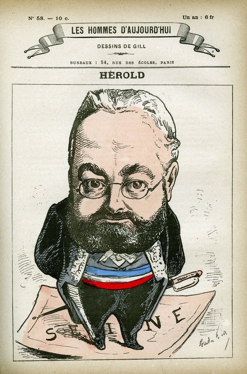 Portret van Ferdinand Herold, Franse politicus. Karikatuur door Gill, Parijs door Andre Gill