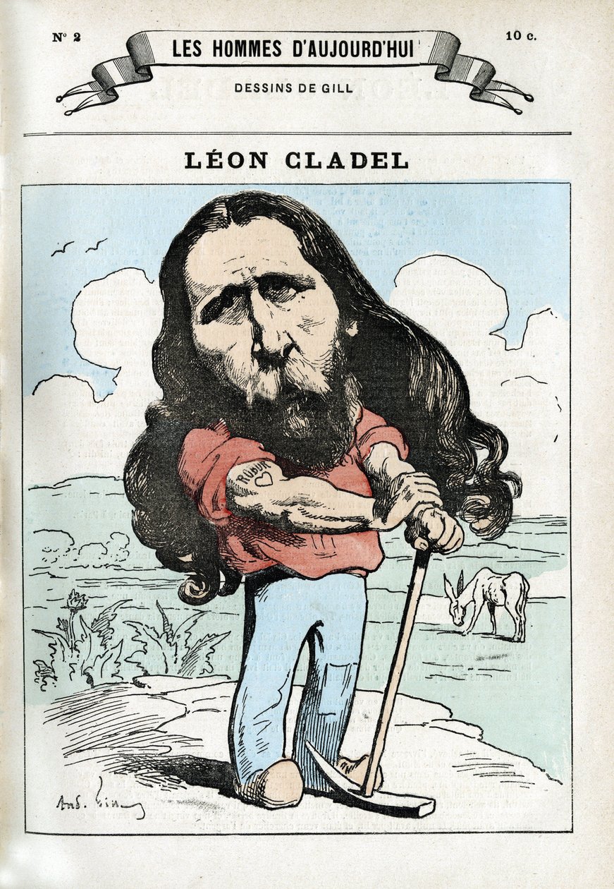 Portret van Leon Cladel (1835-1892), Franse letterkundige. Karikatuur door Gill, Parijs. door Andre Gill